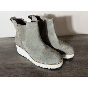 COLE HAAN  ZeroGrand City Wedge Bootie Women Size 6B Gray Suede W26516